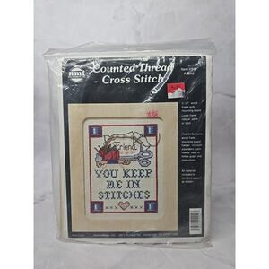 NMI Counted Thread Cross Stitch Kit Friend "You Keep Me In Stitches" w/Frame